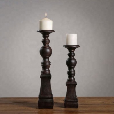 Antique french style decoration resin candelabrum wood effect candle